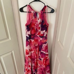 Pink and Orange Floral Floor-Length Dress